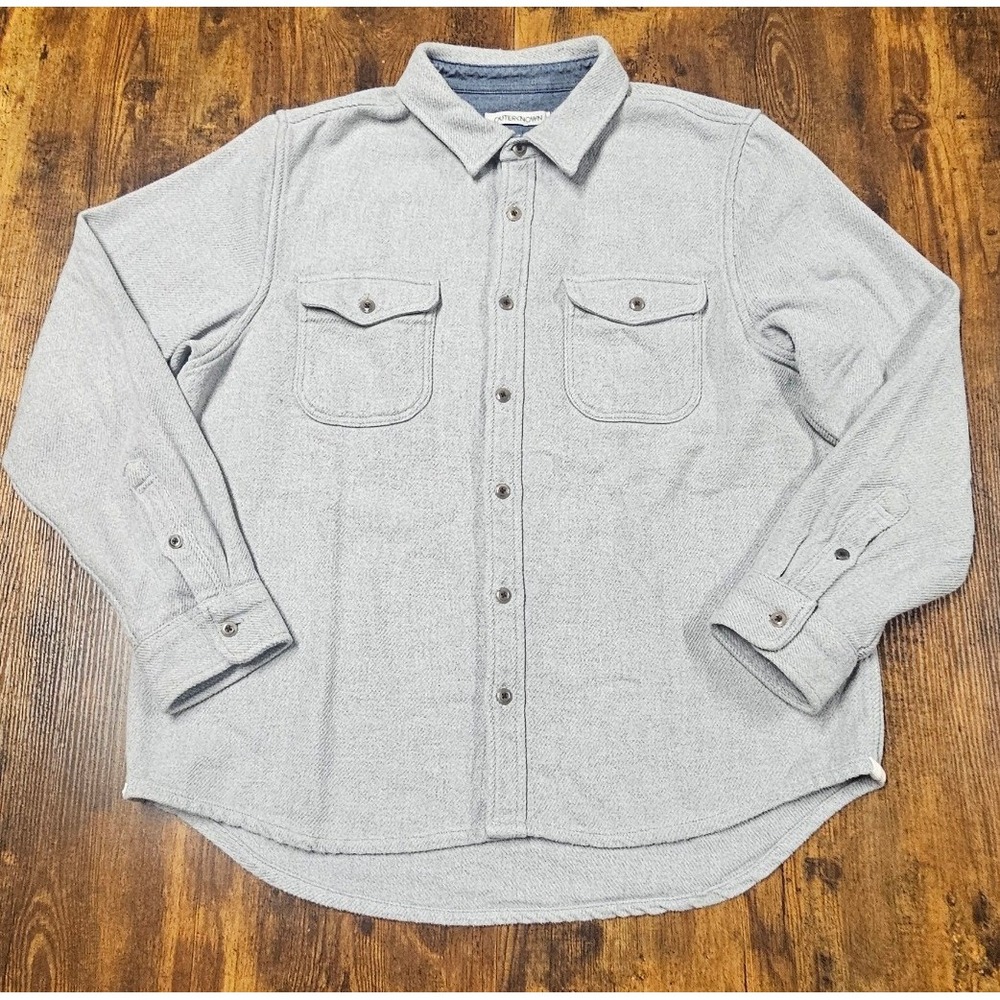 Outerknown Blanket Shirt Mens XL Light Grey Organic Cotton Heavy Twill Flannel